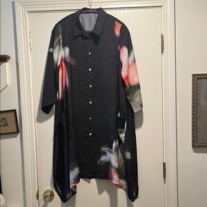 Alembika Black Splattered Button Down Abstract Colored Asymmetrical Dress